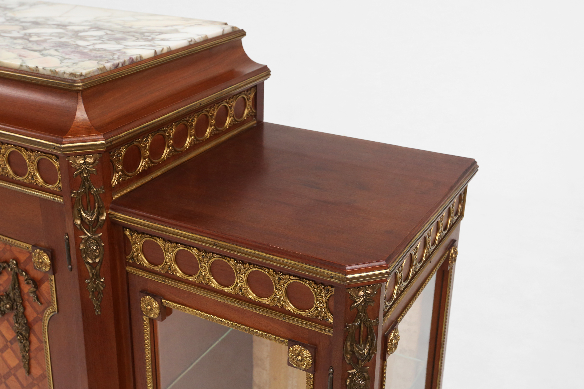 Rare Louis XVI display cabinet in marquetry with light, France ca. 1850thumbnail